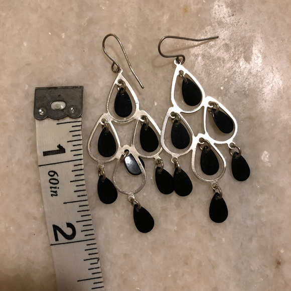 Silver Finish Chandelier Earrings - Picture 2 of 2